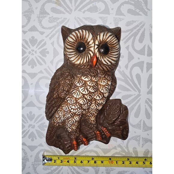 Vintage 1970s Owl Wall Plaques – Set of 2 – Retro Brown & Cream Lightweight - Picture 9 of 11